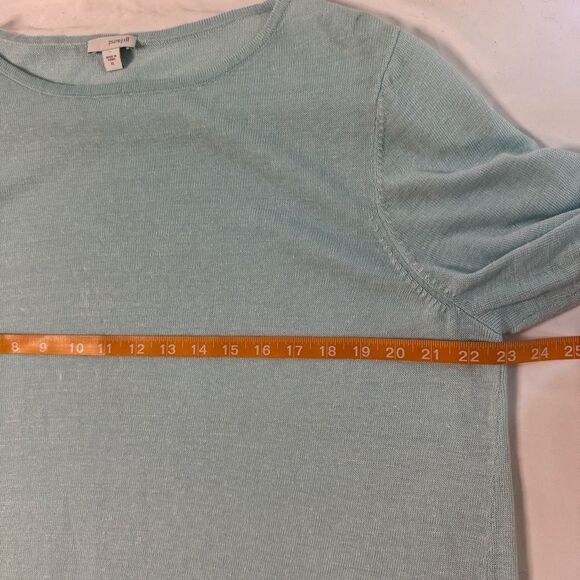 Pure J Jill Aqua Blue Linen Blend Asymmetrical Crochet Hem Tunic Top Size XL - Picture 6 of 10